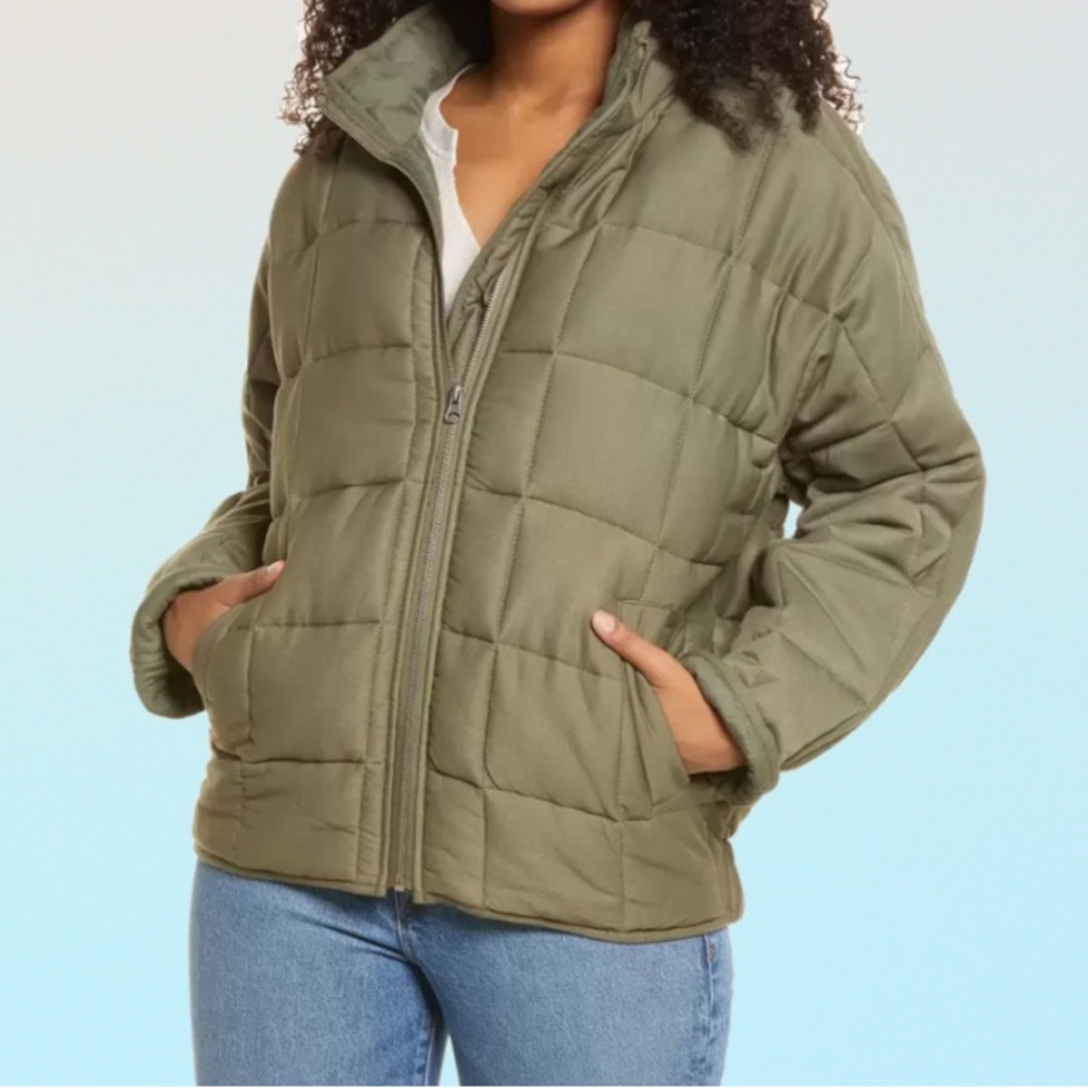Thread and Supply Dolman Sleeve Quilted Jacket - Olive Green Small
